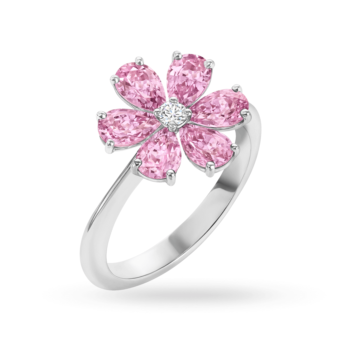 Forget-Me-Not Pink Sapphire and Diamond Ring