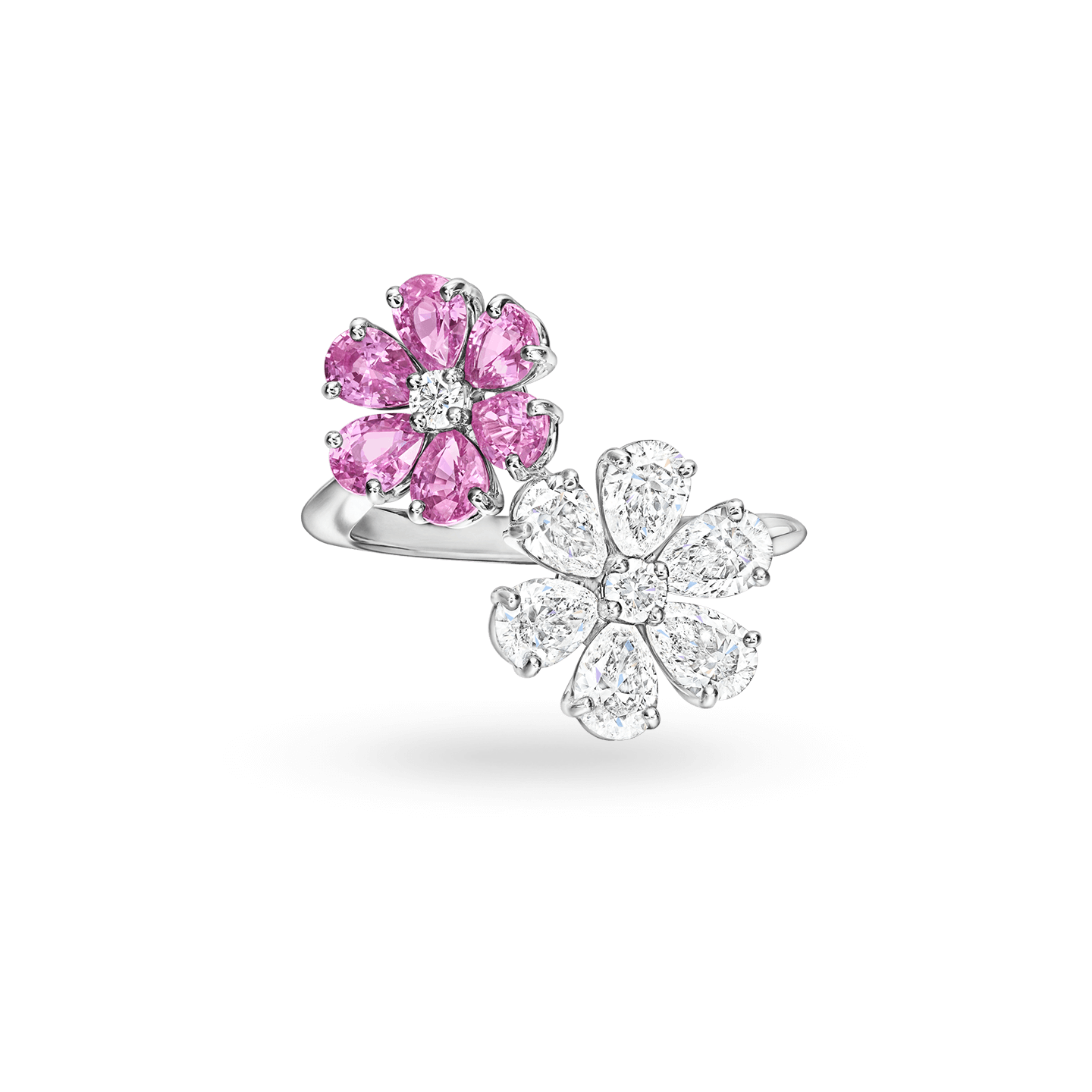 Forget Me Not Pink Sapphire and Diamond Twin Ring Harry Winston