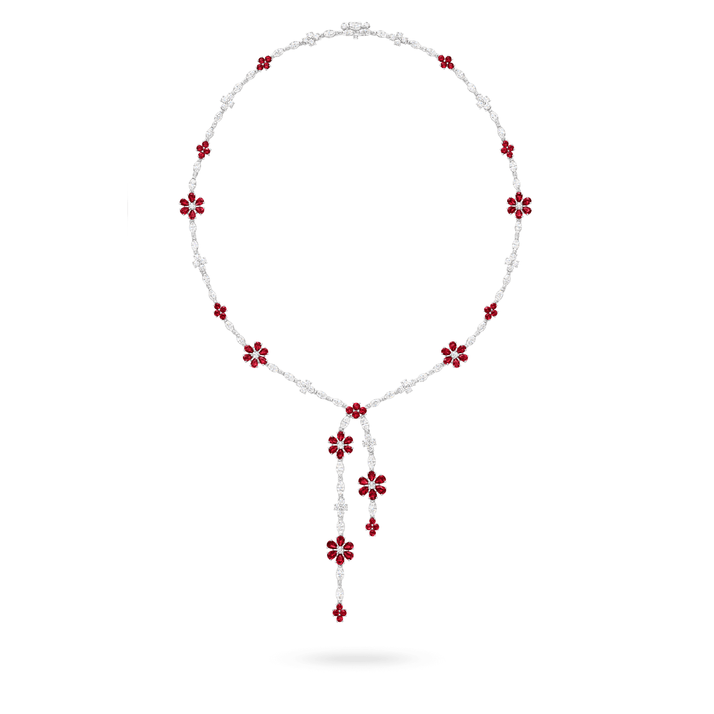 Forget-Me-Not Ruby and Diamond Lariat Necklace, Product Image 1