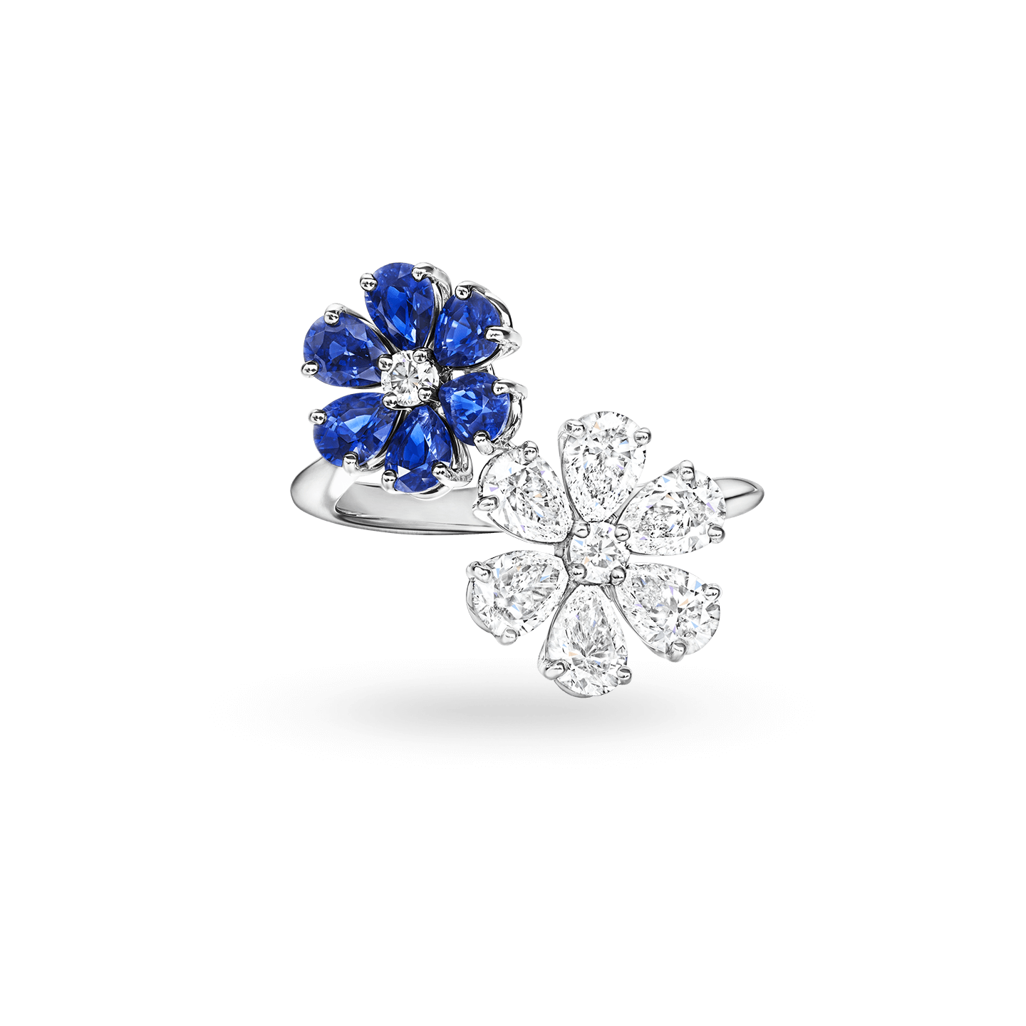 Forget-Me-Not Sapphire and Diamond Twin Ring