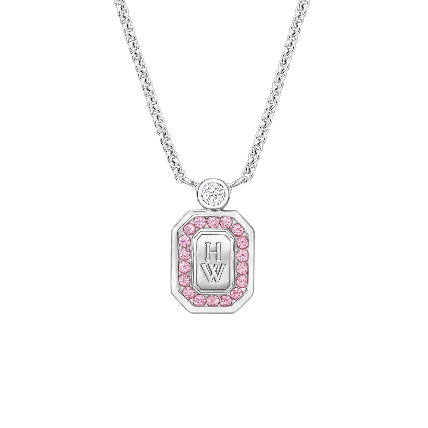 HW Logo Platinum Diamond with Pink Sapphires