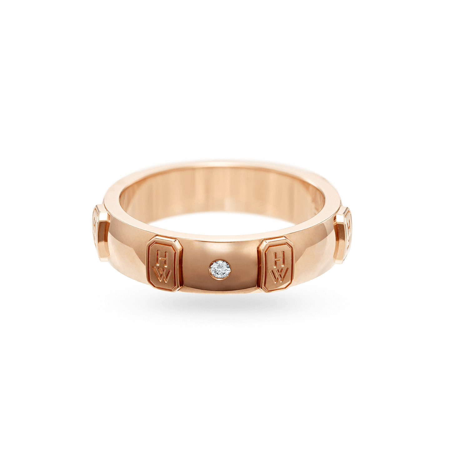 HW Logo Rose Gold Single Diamond Ring, Product Image 1