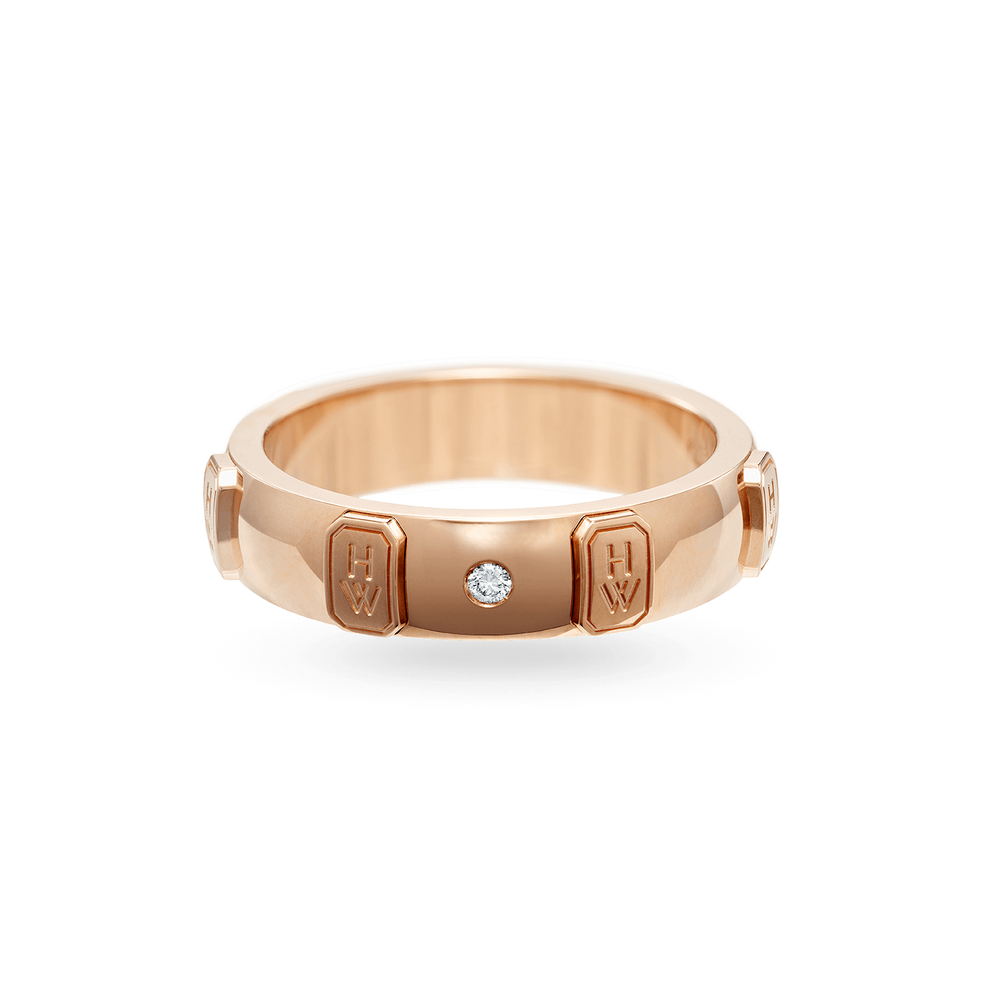 HW Logo Rose Gold Single Diamond Ring, Product Image 2