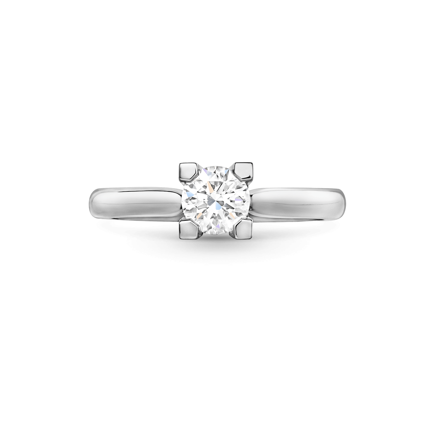 Front view of the HW Logo Round Brilliant Diamond Engagement Ring