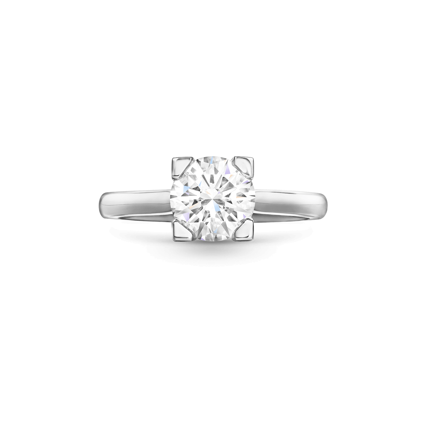 Vue de face de la Bague de fiançailles HW Logo en diamant taille brillant et micropavage