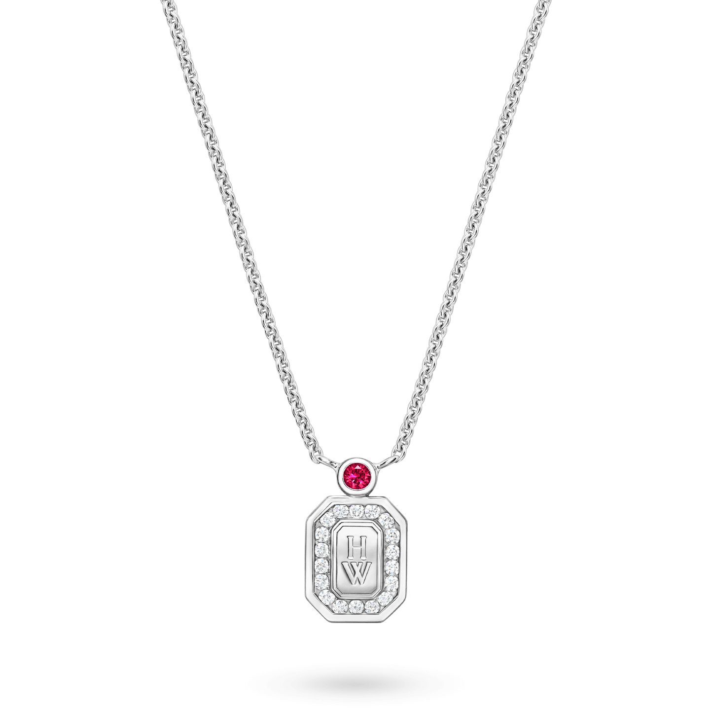 HW Logo Ruby Accent Pendant in Platinum, Product Image 2