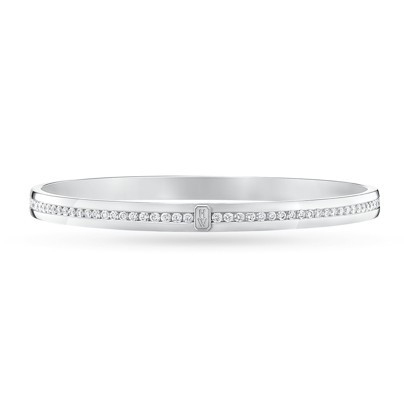 HW Logo White Gold Diamond Bangle Bracelet, Product Image 1