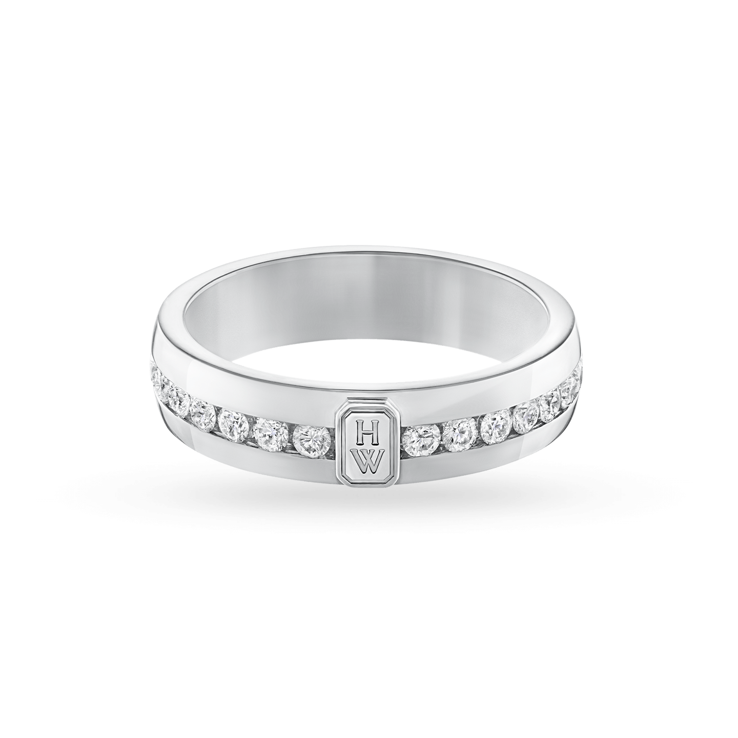HW Logo White Gold Diamond Ring, Product Image 2