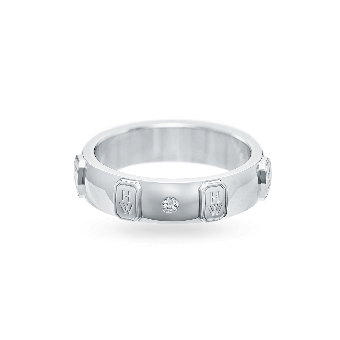 HW Logo White Gold Single Diamond Ring, Product Image 1