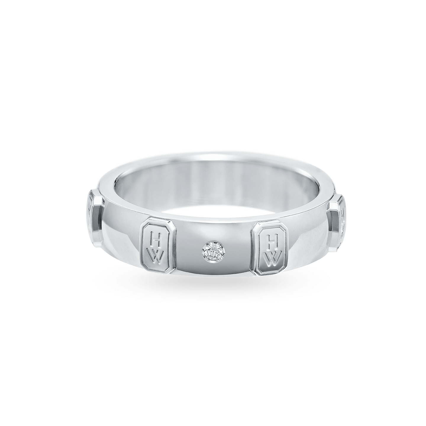 HW Logo White Gold Single Diamond Ring, Product Image 2