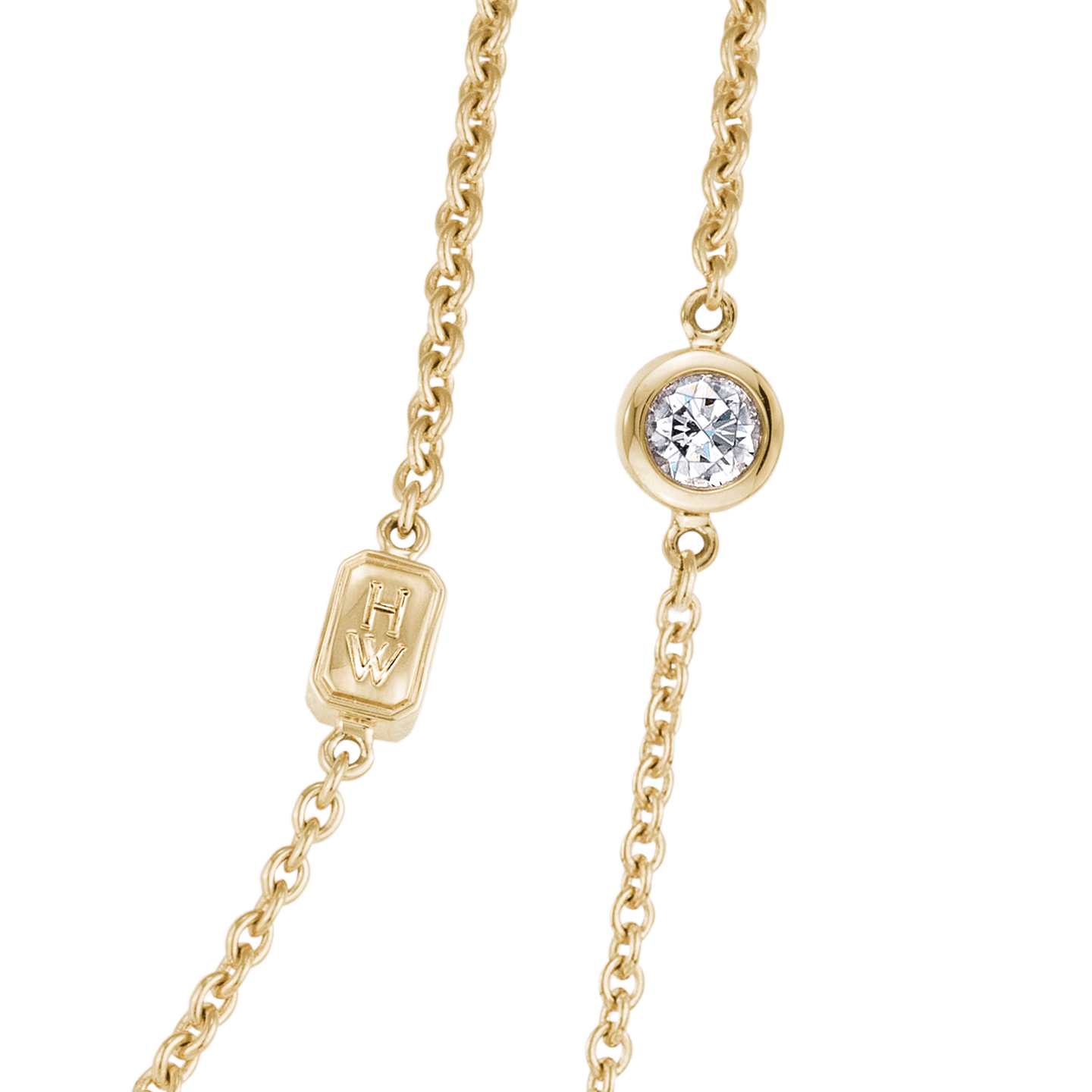 HW Logo系列 18K黃金鑽石項鍊 | Harry Winston