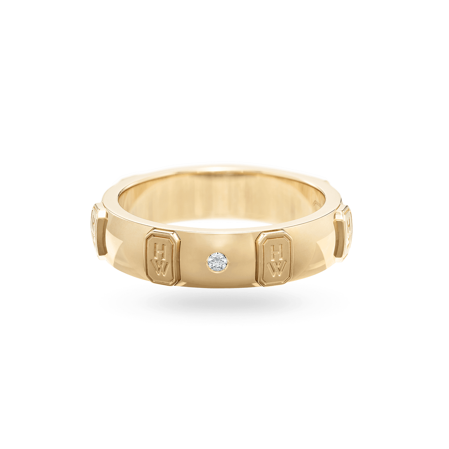 HW Logo Yellow Gold Single Diamond Ring, Product Image 1
