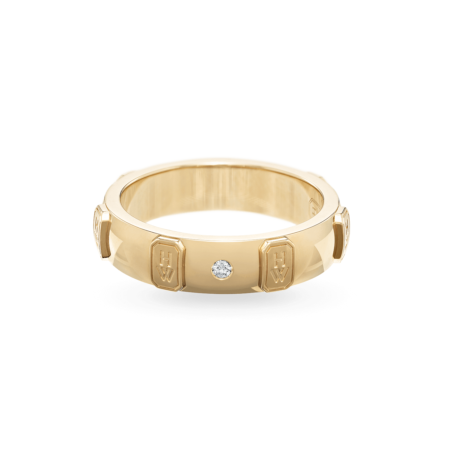 HW Logo Yellow Gold Single Diamond Ring, Product Image 2
