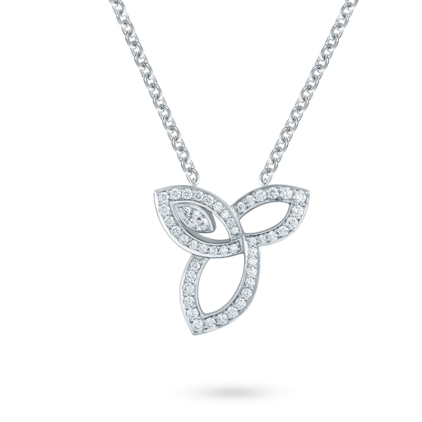 Lily Cluster Platinum Diamond Pendant on a chain