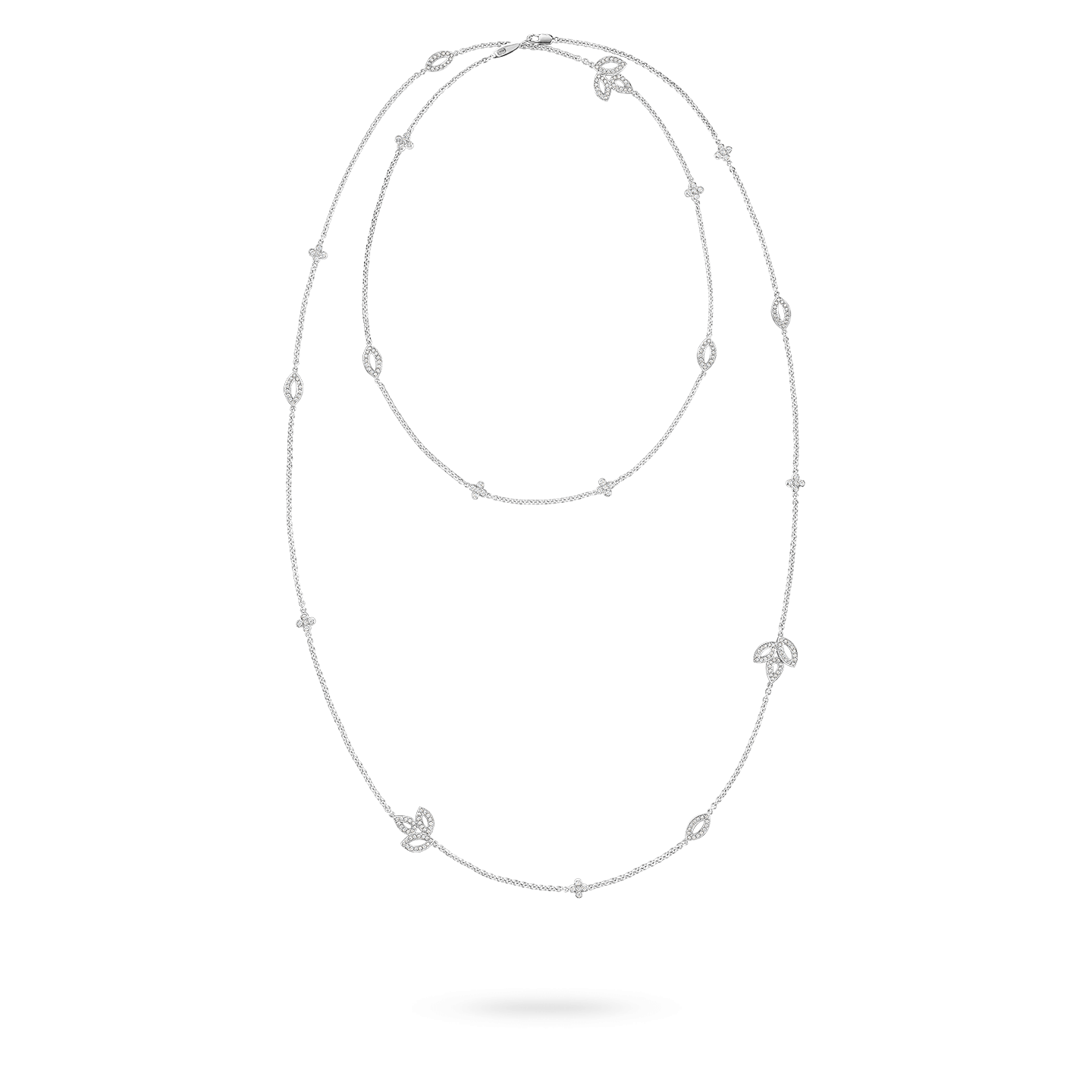 Lily Cluster Diamond Sautoir Necklace in Platinum, Product Image 1