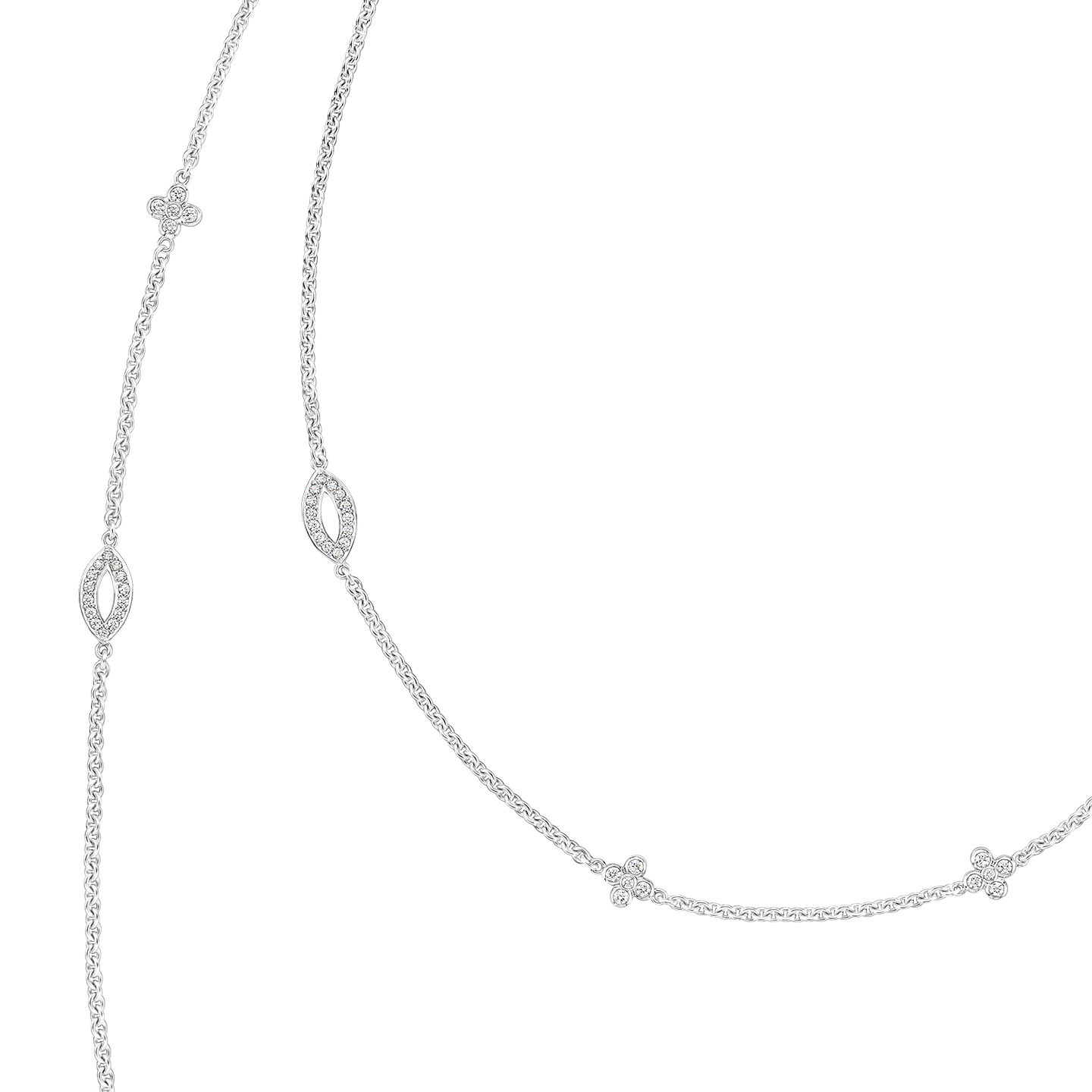 Lily Cluster Diamond Sautoir Necklace in Platinum, Product Image 2