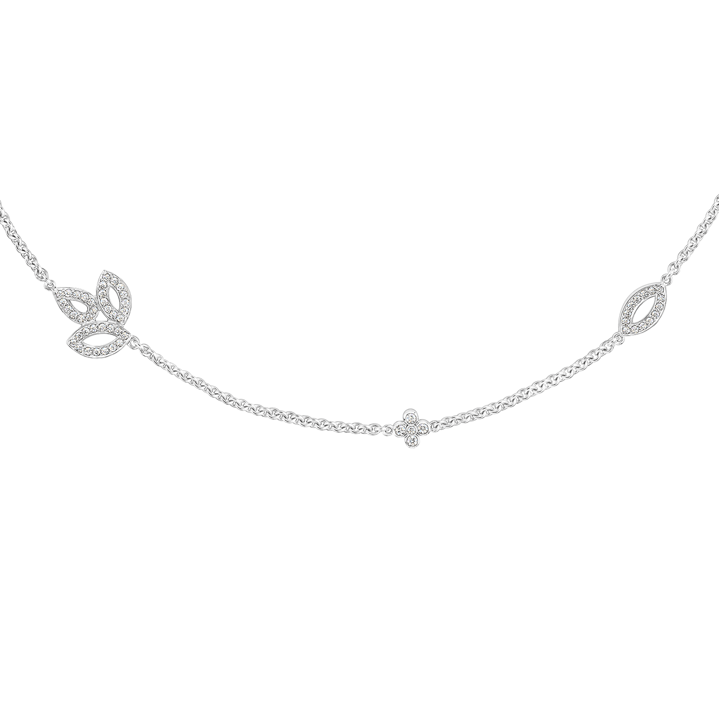 Lily Cluster Diamond Sautoir Necklace in Platinum, Product Image 3