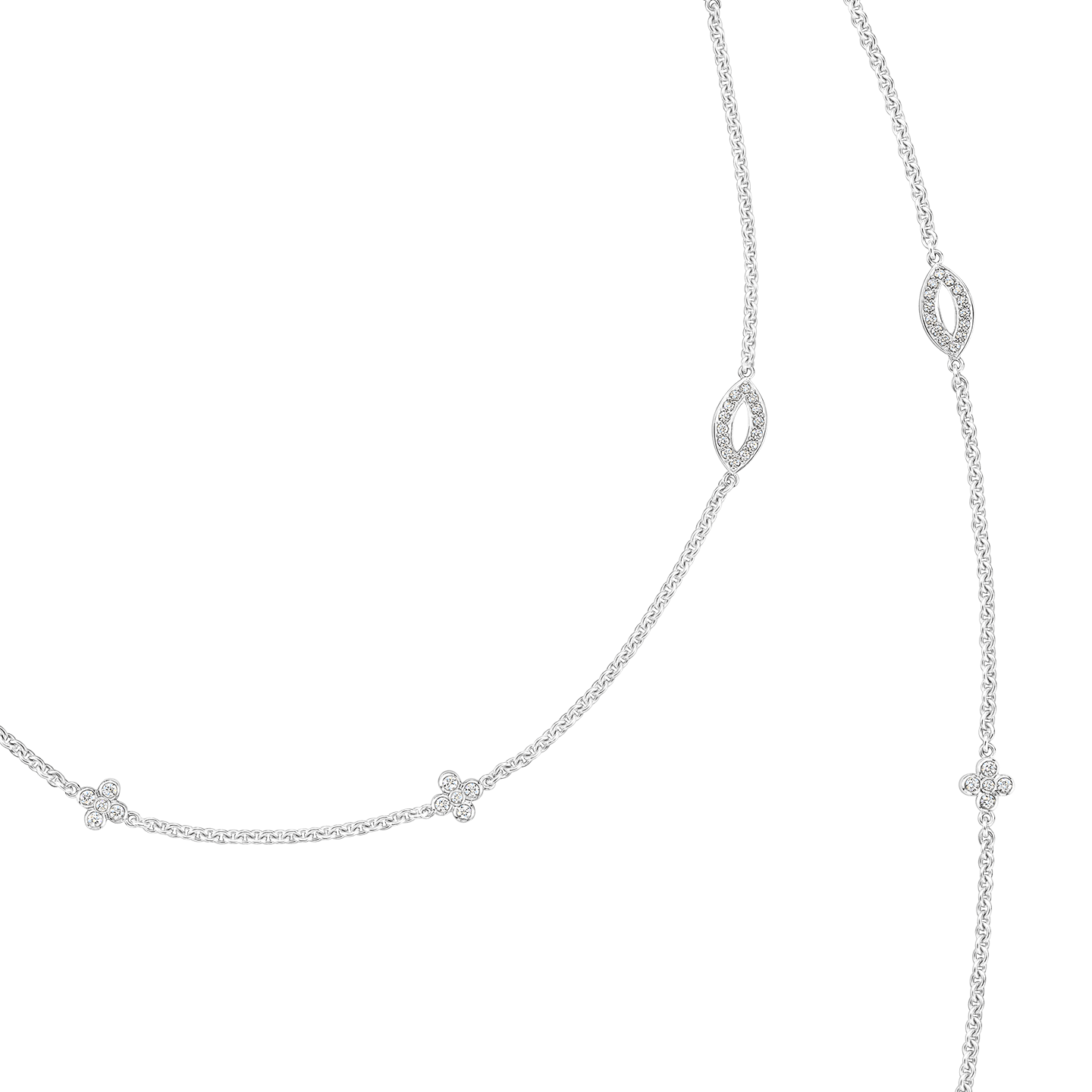 Lily Cluster Diamond Sautoir Necklace in Platinum, Product Image 4
