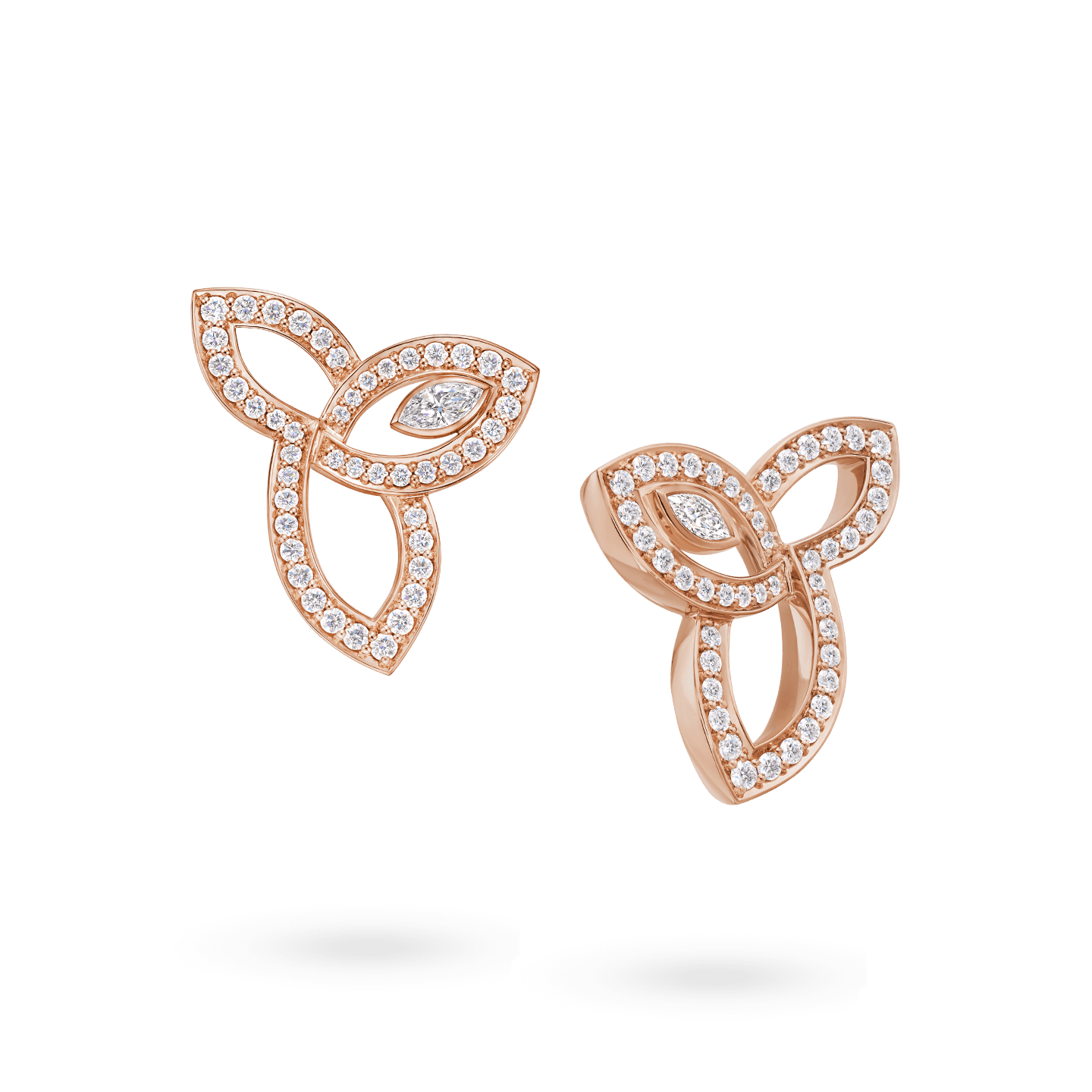 Lily Cluster玫瑰金钻石耳环斜视图