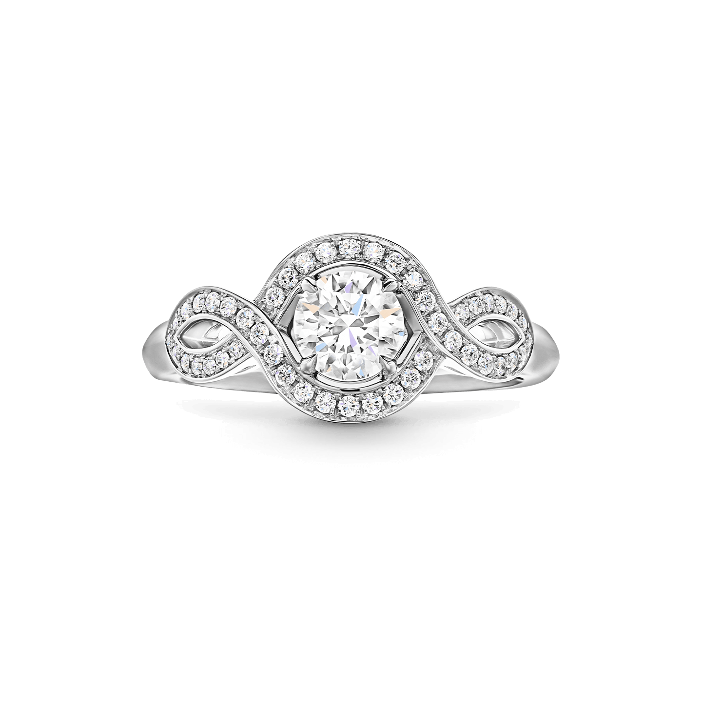 Front view of the Lily Cluster Round Brilliant Diamond Engagement Ring
