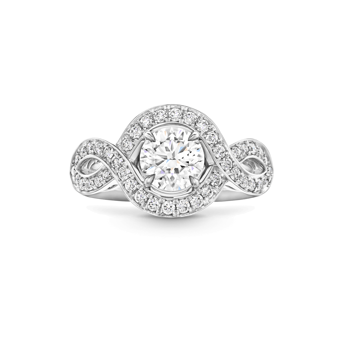 Front view of the Lily Cluster Round Brilliant Diamond Engagement Ring
