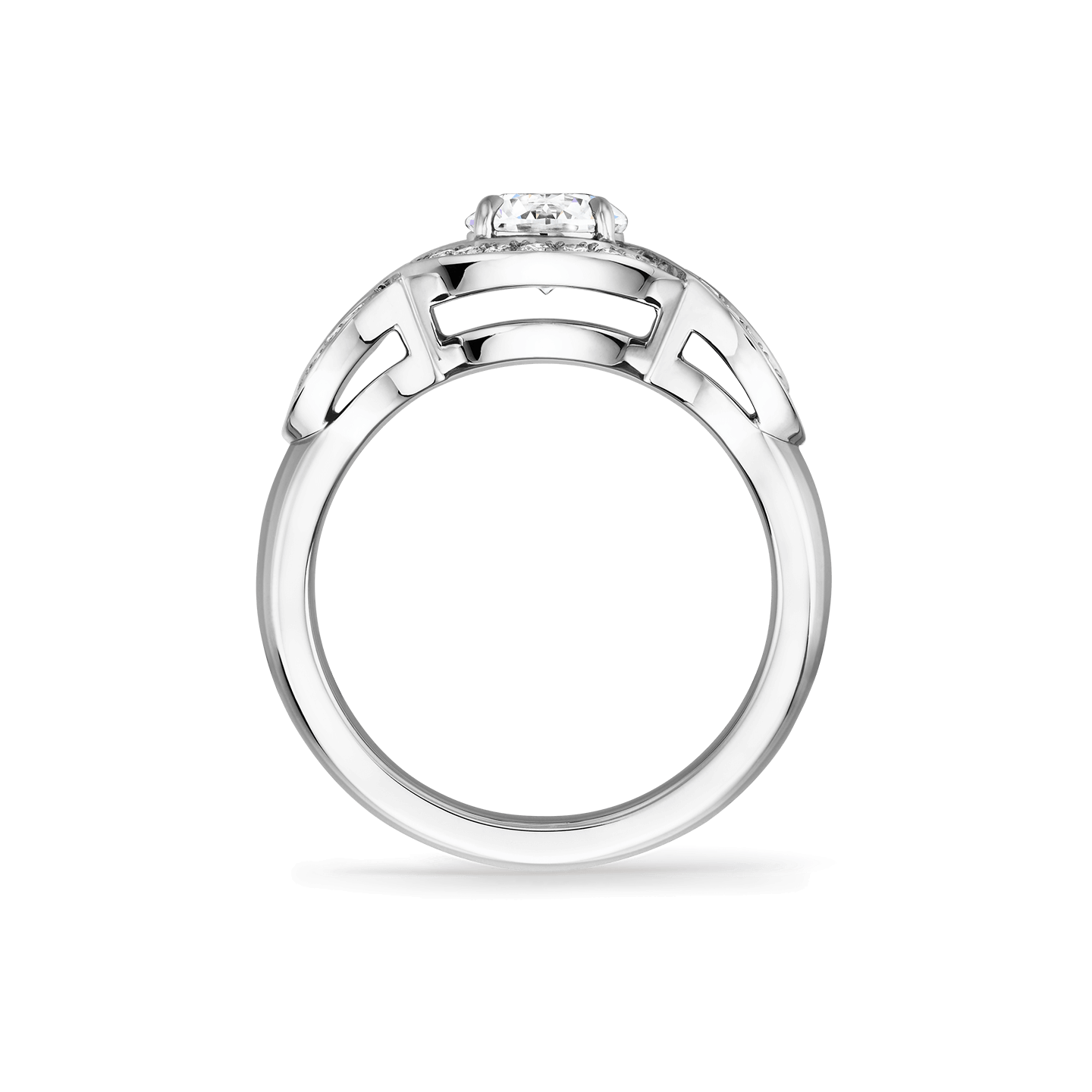 Side view of the Lily Cluster Round Brilliant Diamond Engagement Ring