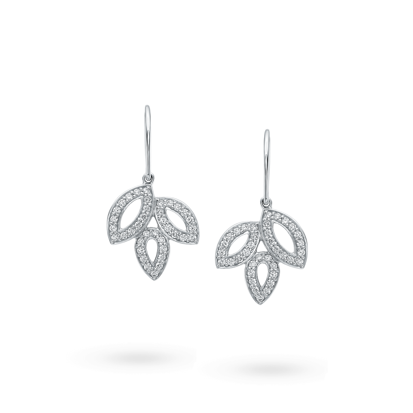 Lily Cluster Small Diamond Earrings on Platinum Wire, Product Image 1