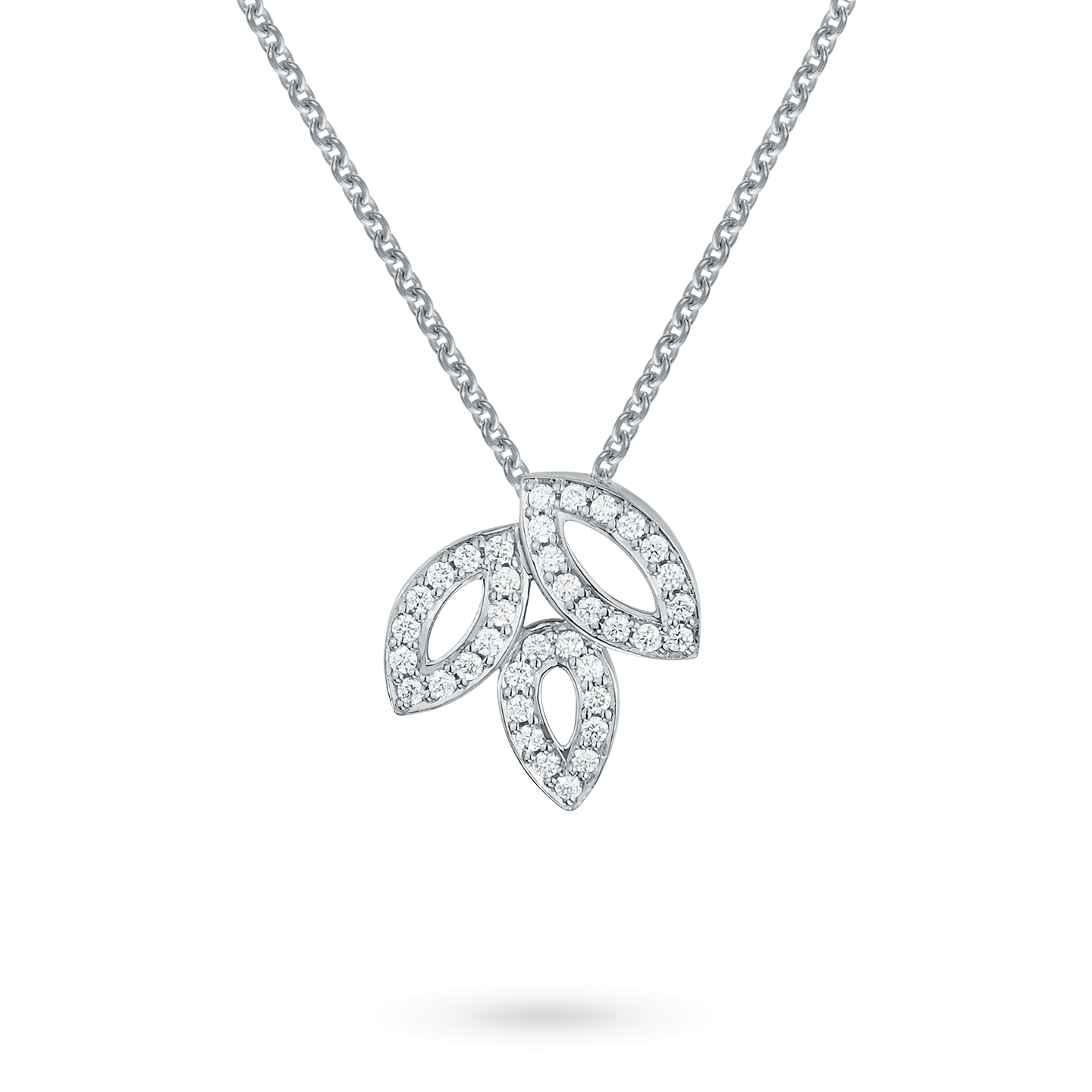 Lily Cluster Small Platinum Diamond Pendant on a chain