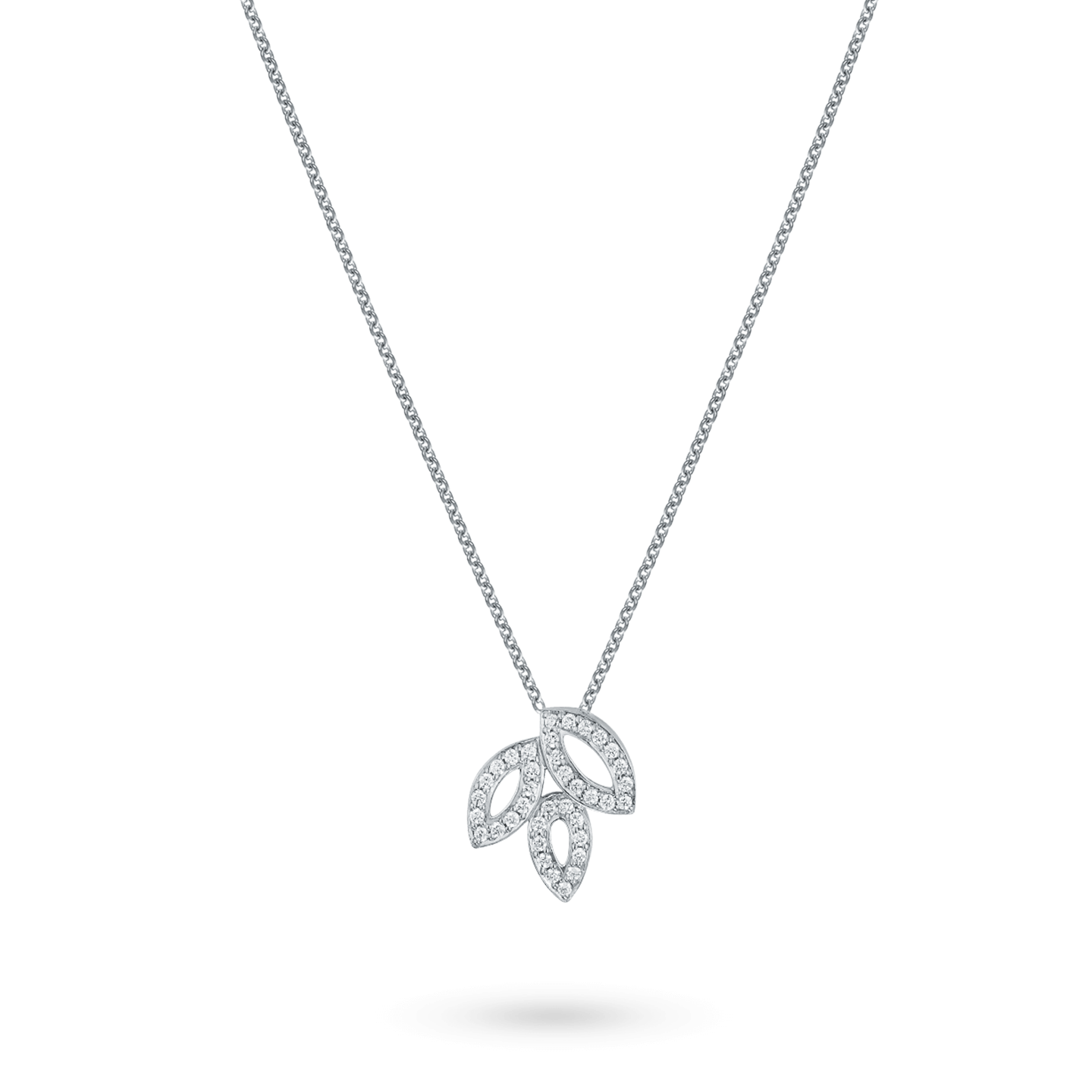 Lily Cluster Small Platinum Diamond Pendant on a chain