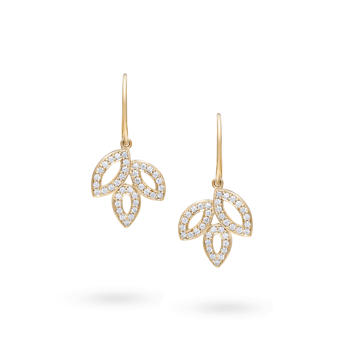 Lily Cluster Small Diamond Earrings on Yellow Gold Wire, Product Image 1