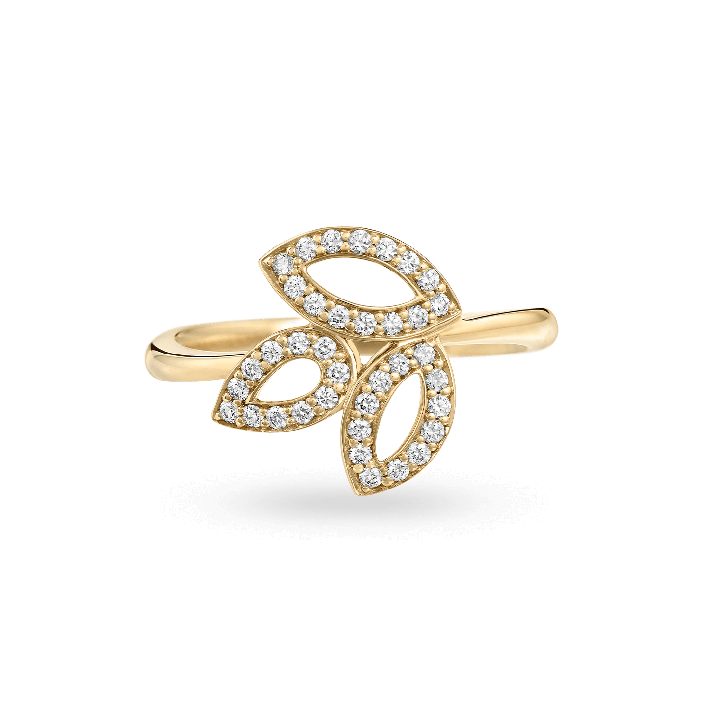 Front view of the Lily Cluster Yellow Gold Diamond Ring