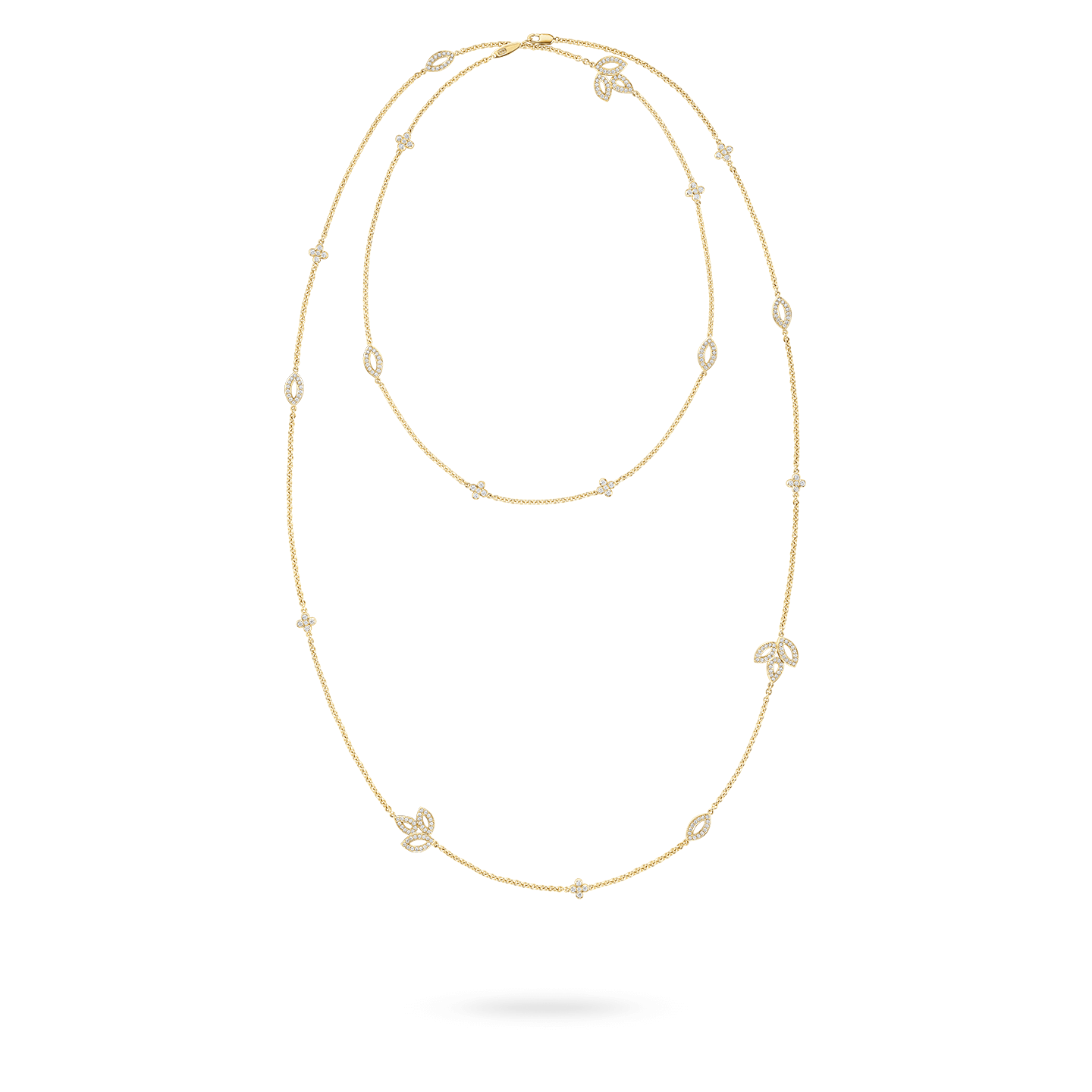 Lily Cluster Diamond Sautoir Necklace in Yellow Gold, Product Image 1
