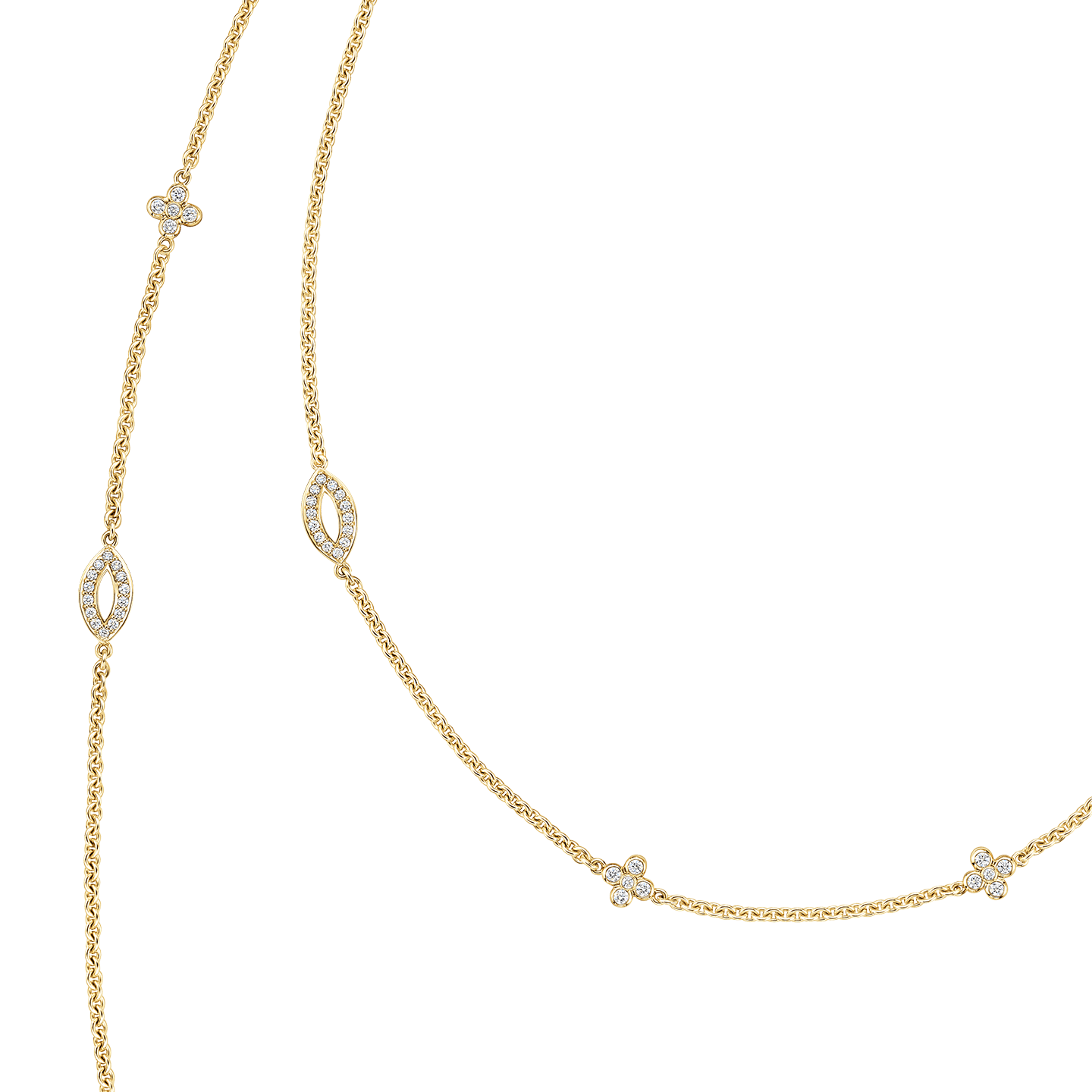 Lily Cluster Diamond Sautoir Necklace in Yellow Gold, Product Image 2