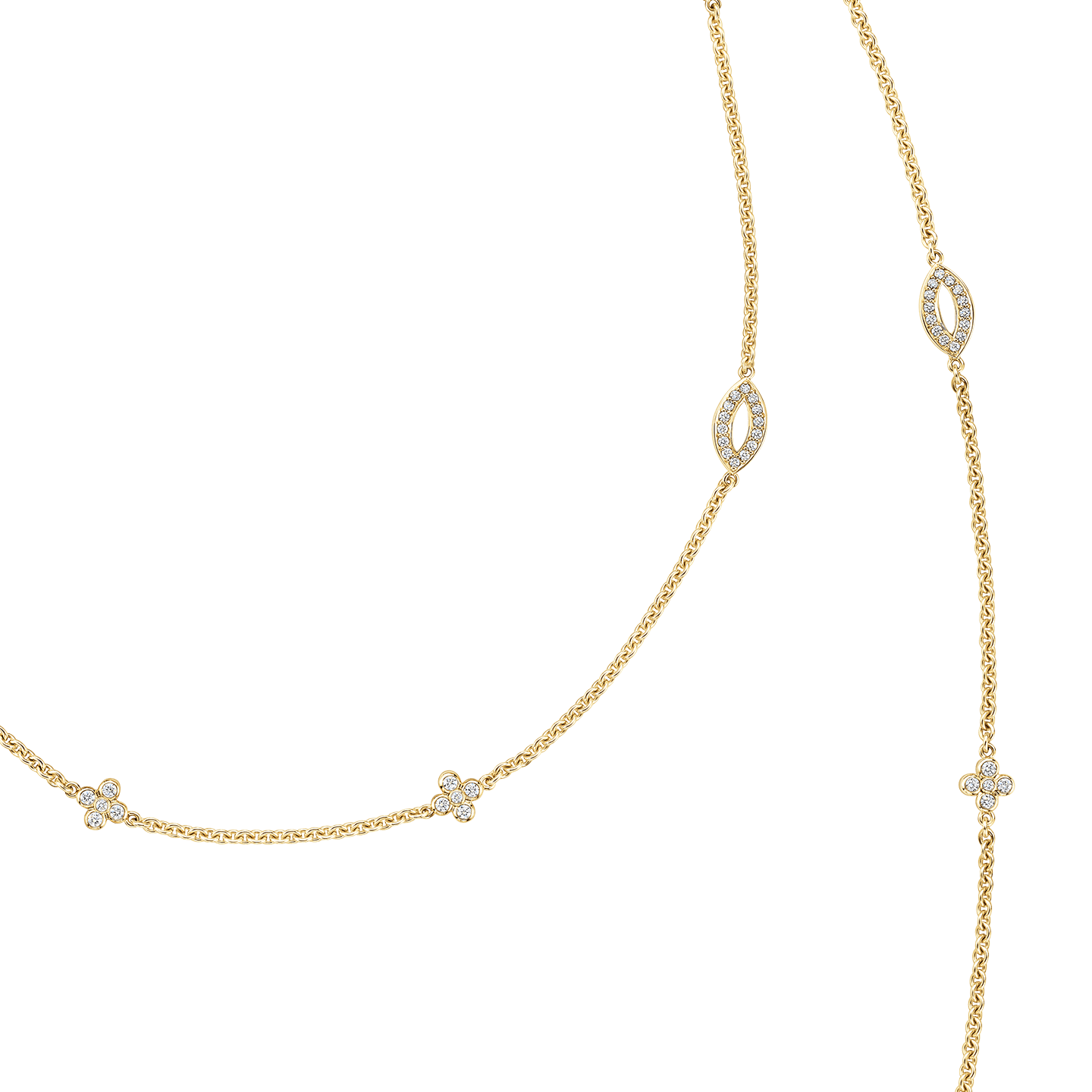 Lily Cluster Diamond Sautoir Necklace in Yellow Gold, Product Image 4