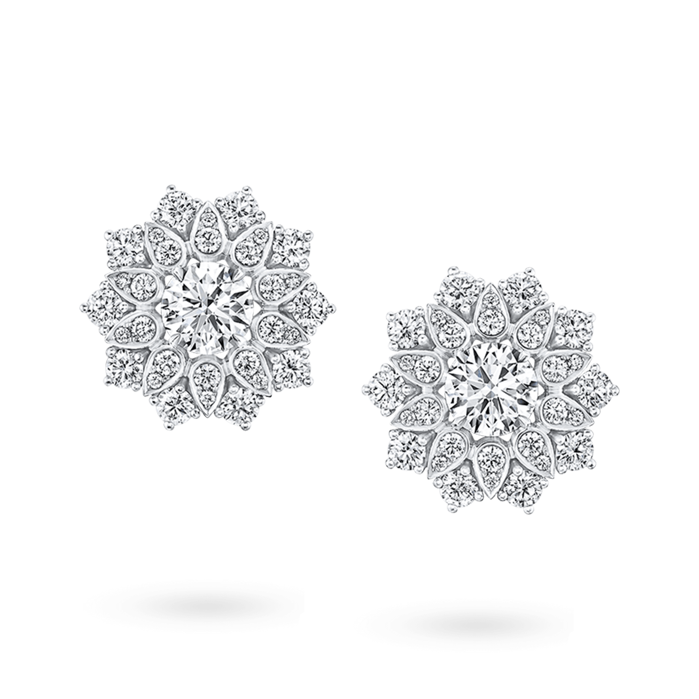 Front view of the Lotus Cluster Large Diamond Earrings
