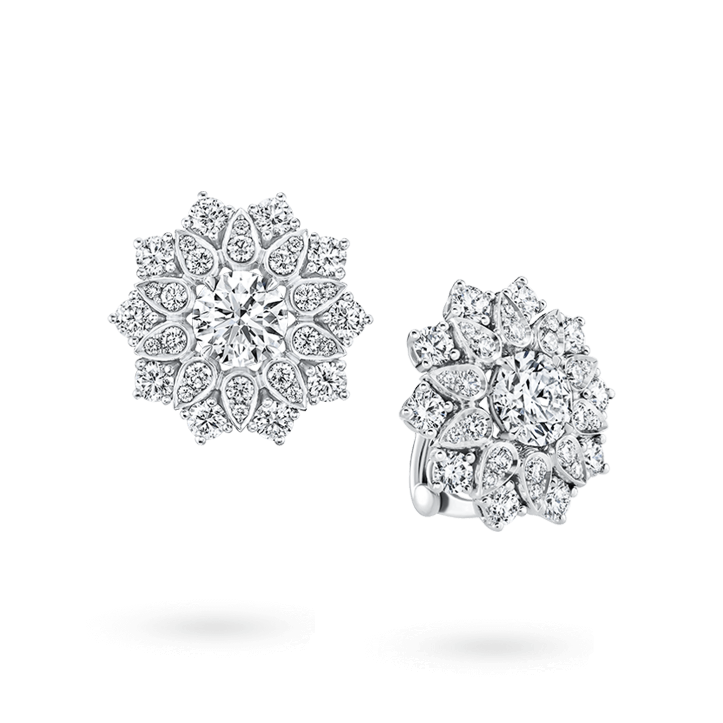 Lotus Cluster Large Diamond Earrings, Product Image 2