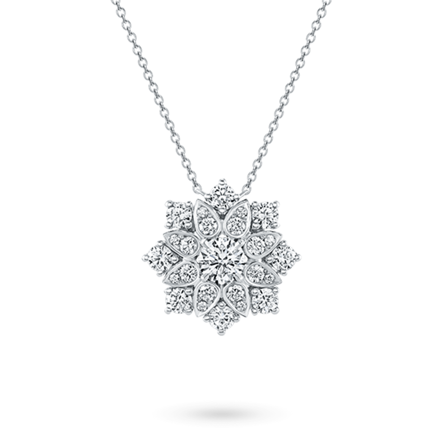 Lotus Cluster Small Diamond Pendant on a chain