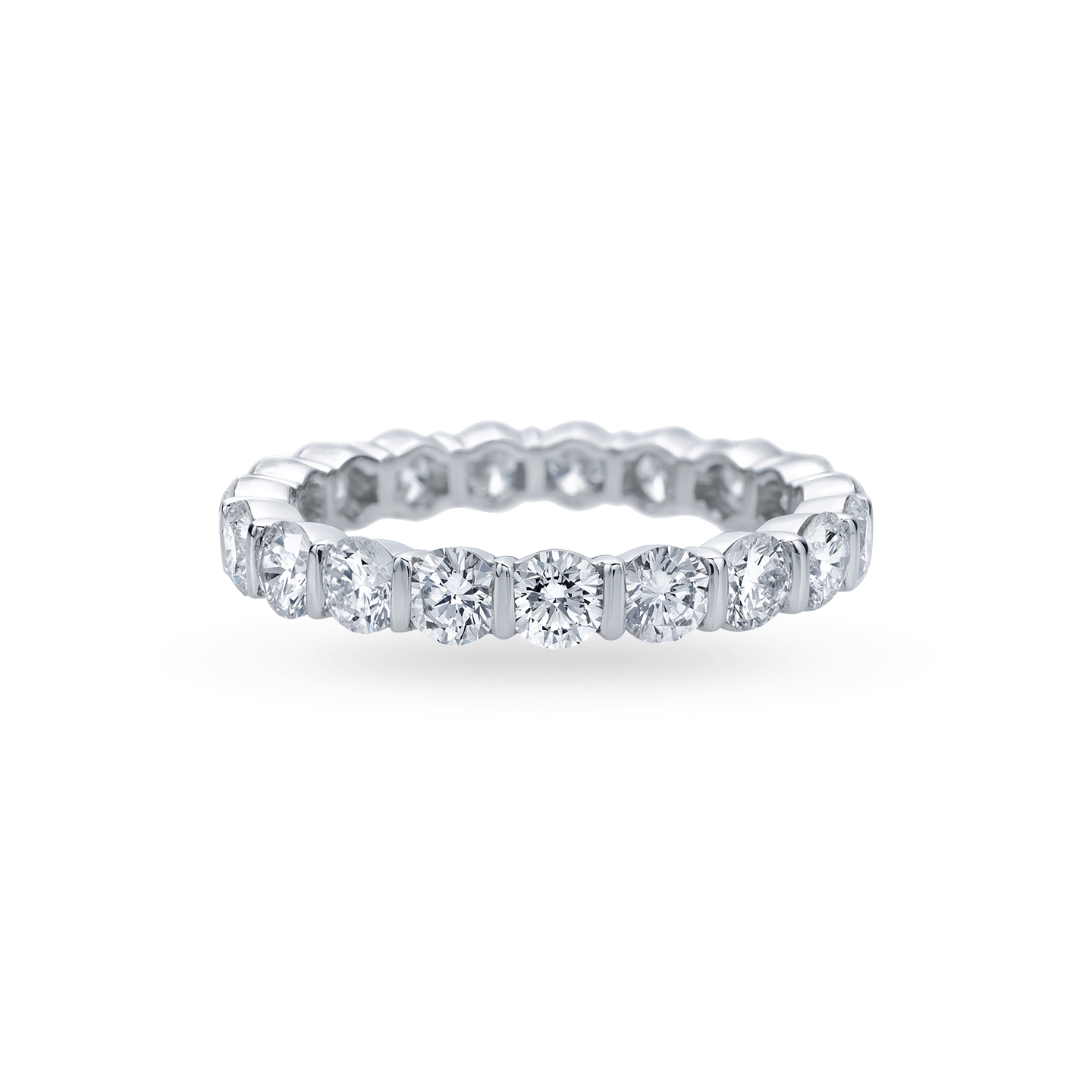 Bar-Set Round Brilliant Diamond Wedding Band, Product Image 1