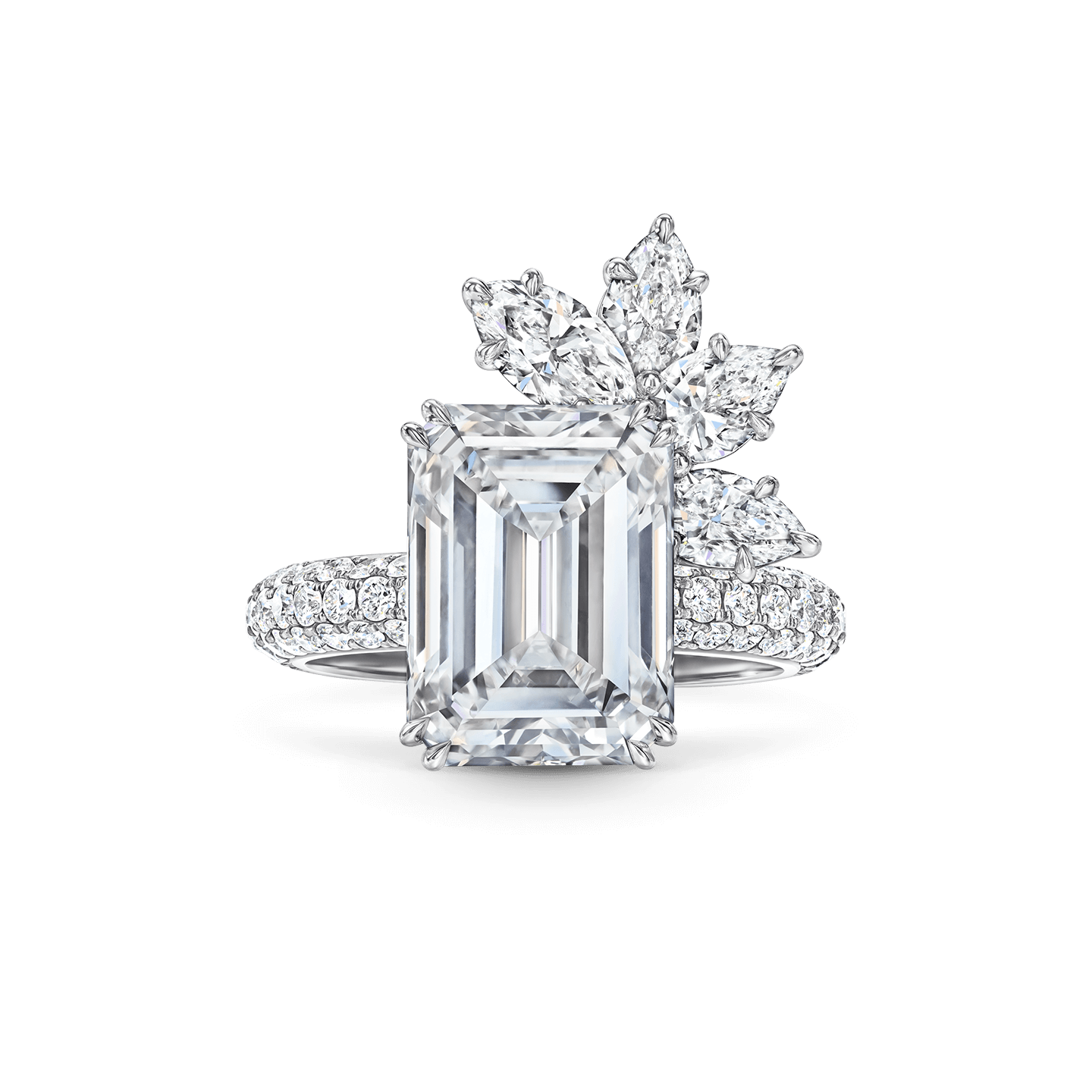 Emerald 3 stones Kamala Diamond Engagement Ring -14K White Gold, 3 stones,  5.5 Carat, – Best Brilliance