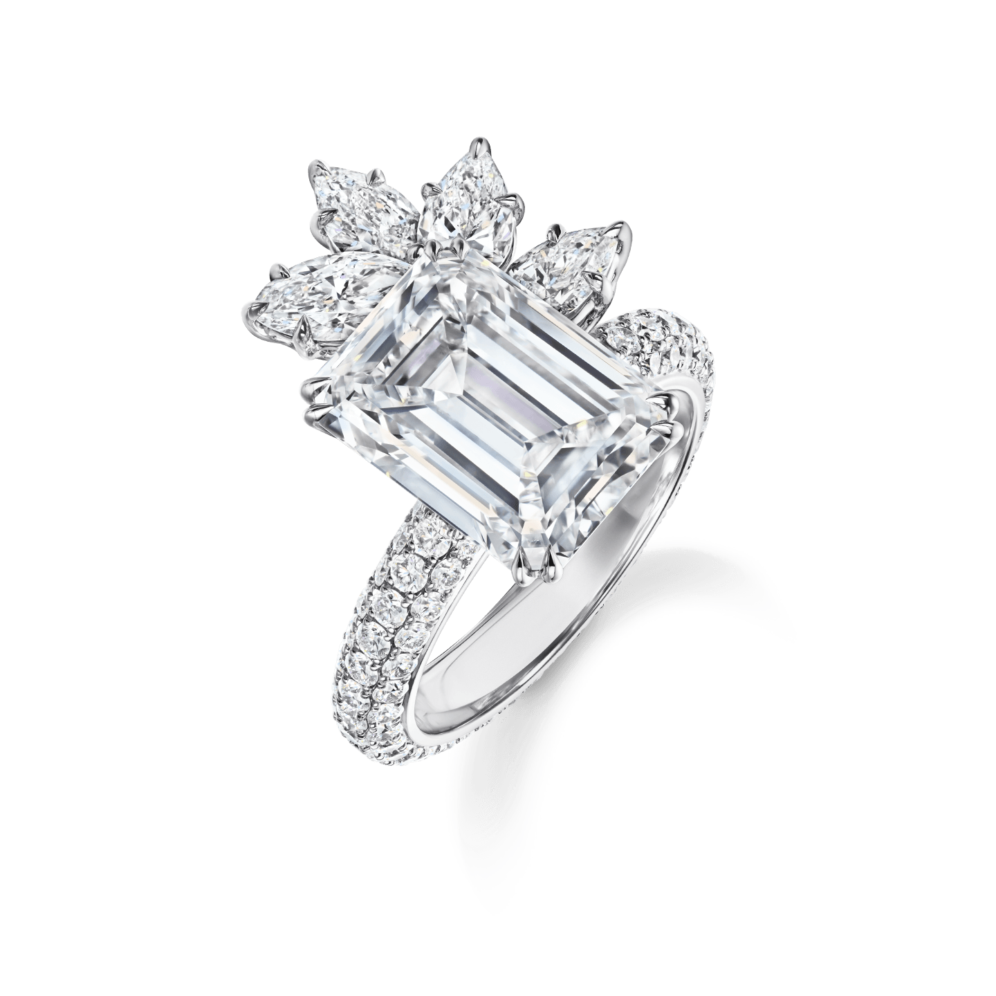 Bridal Couture Emerald Cut Diamond Engagement Ring Harry Winston