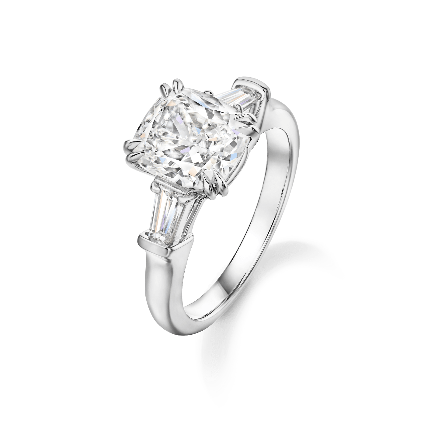 Cushion cut diamond with side stones top