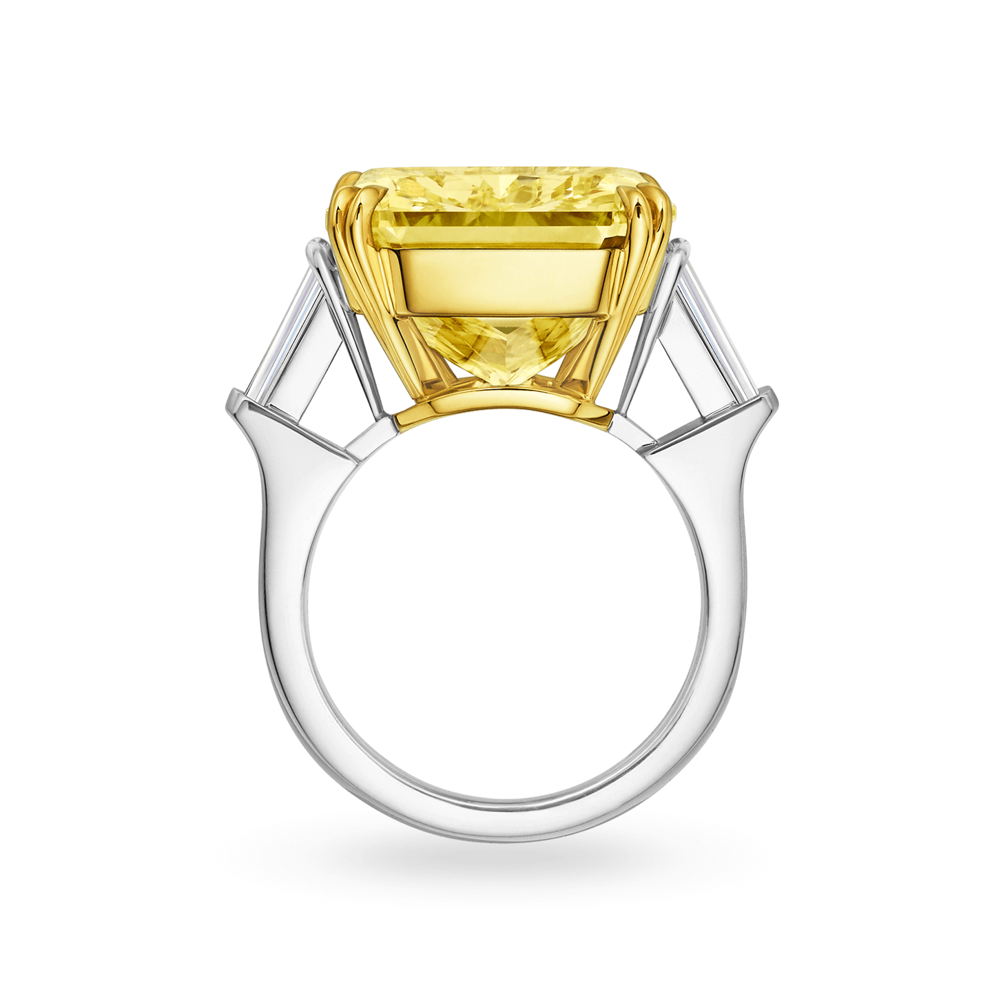 Classic Winston Cushion Cut Yellow Diamond Ring by Harry Winston