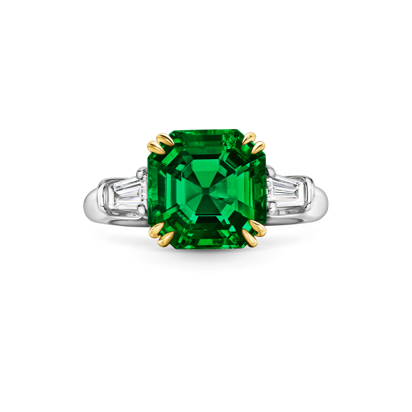 Vue de face de la Bague Classic Winston émeraude taille émeraude