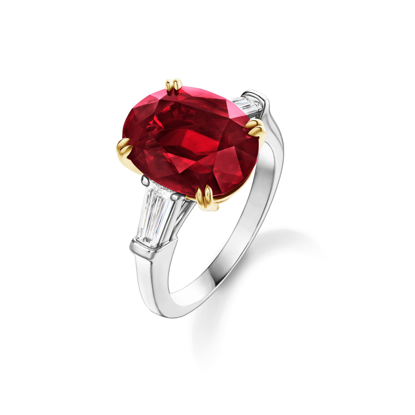 Vue en angle de la Bague Classic Winston en rubis taille ovale