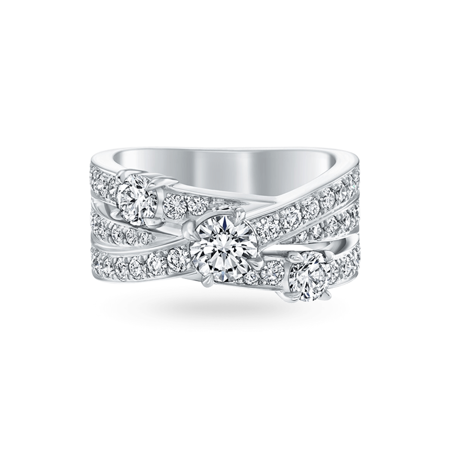 Crossover Diamond 3-Row Ring, Product Image 1