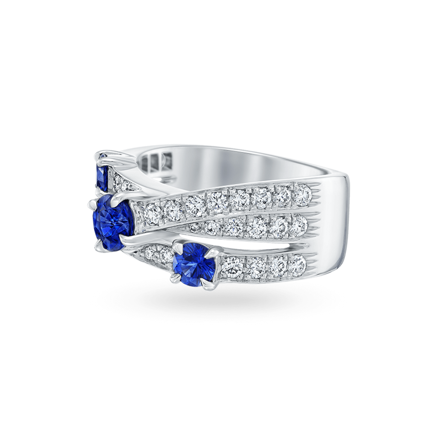 Crossover Sapphire 3 Row Ring Harry Winston
