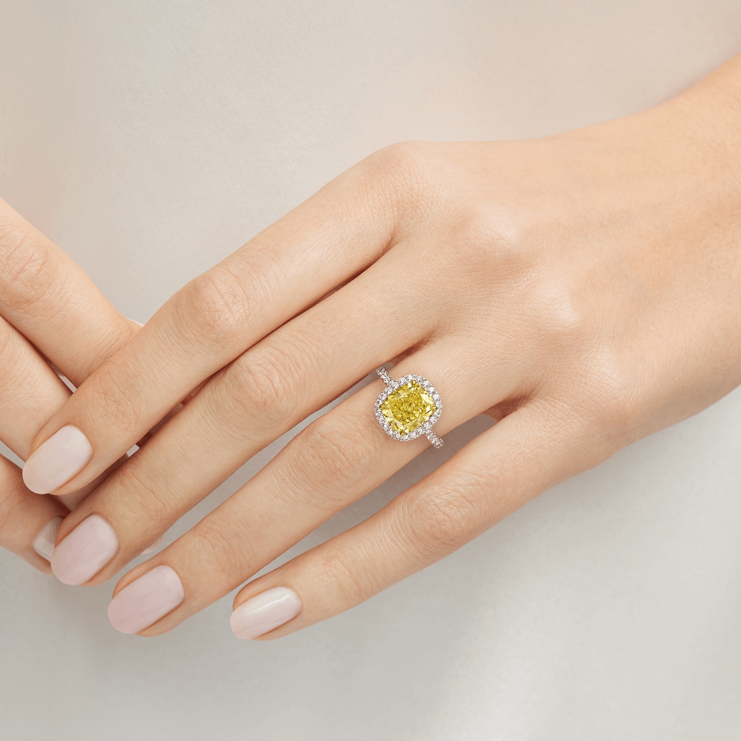 Cushion Cut Yellow Diamond Ring Harry Winston
