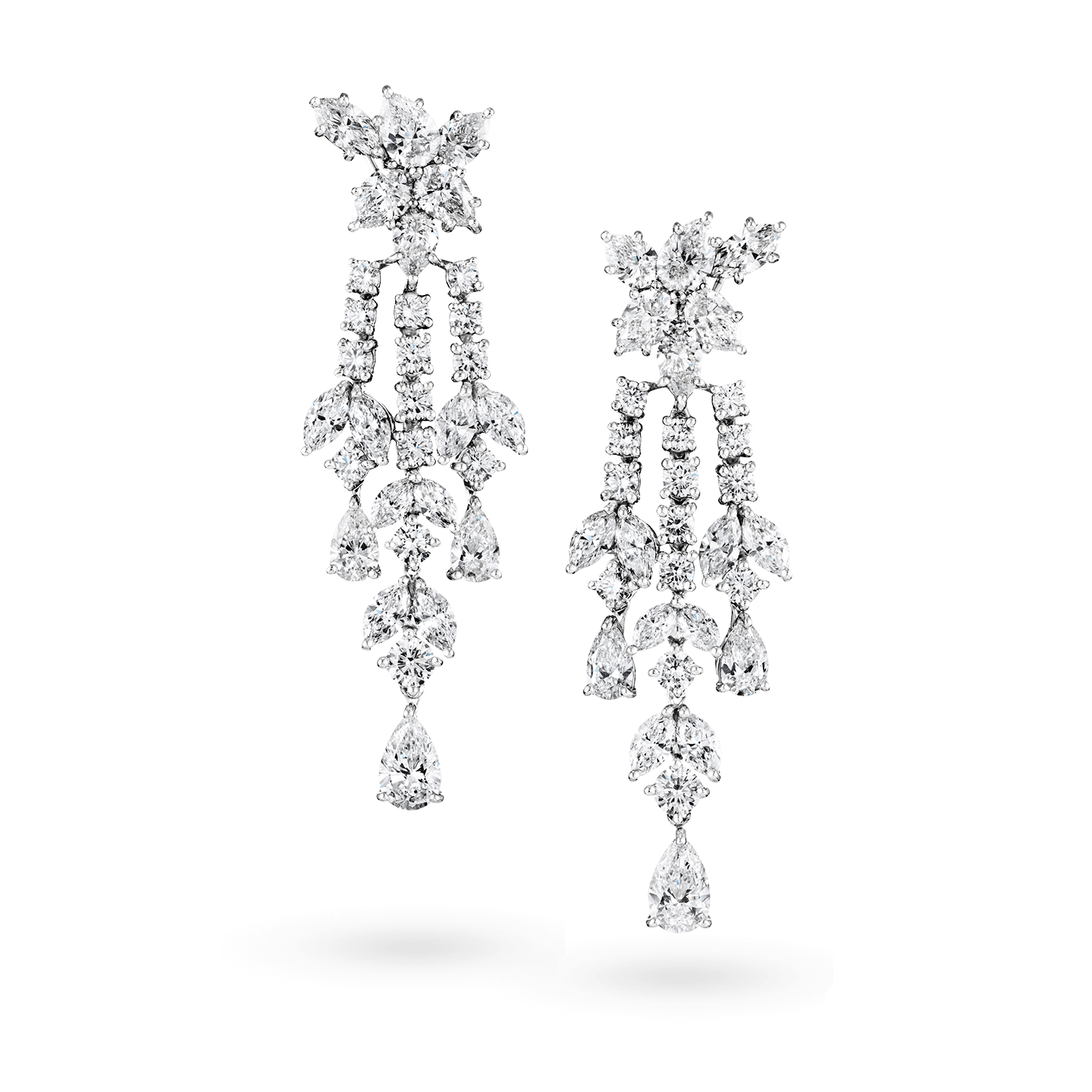 Round Brilliant Princess-Cut and Pear-Shaped Cascading Diamond Earrings | Harry  Winston