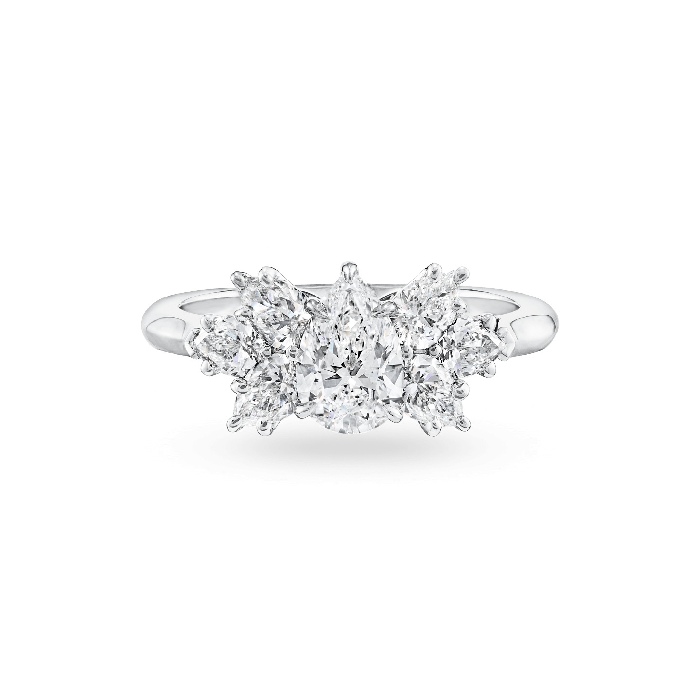 Pear-Shaped Cluster Diamond Engagement Ring, Product Image 1
