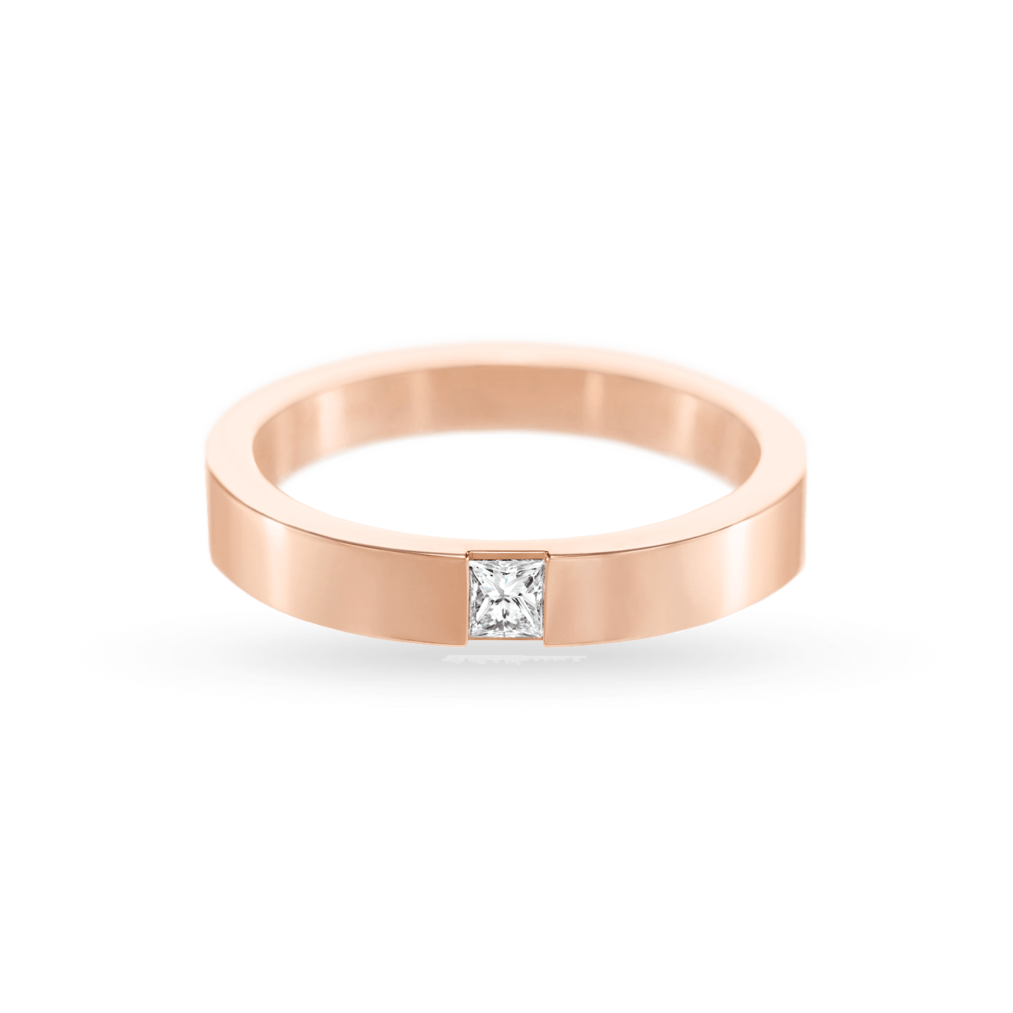 Princess-Cut Single Diamond Wedding Band in Rose Gold, Product Image 2